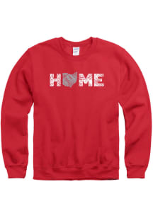Ohio Mens Red Home State Long Sleeve Crew Sweatshirt