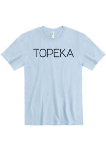 Light Blue Disconnected Stencil Wordmark Short Sleeve T Shirt