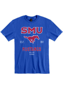SMU Mustangs Blue Throwback Short Sleeve T Shirt