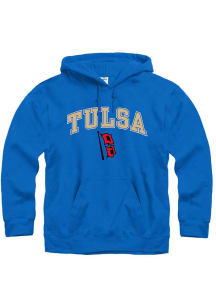 Tulsa Golden Hurricane Mens Blue Arch Mascot Logo Long Sleeve Hoodie
