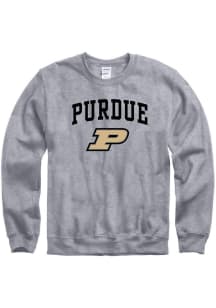 Purdue Boilermakers Mens Grey Arch Mascot Long Sleeve Crew Sweatshirt