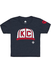 Rally Kansas City Monarchs Youth Navy Blue Cap Graphic Short Sleeve T-Shirt
