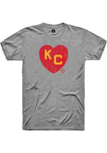 Rally Kansas City Monarchs Grey Two Tone Heart Short Sleeve Fashion T Shirt