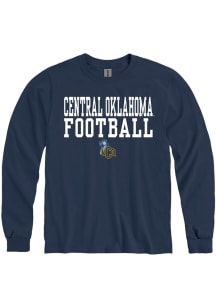 Central Oklahoma Bronchos Navy Blue Football Long Sleeve T Shirt
