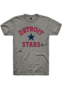 Rally Detroit Stars Grey Number 1 Graphic Short Sleeve Fashion T Shirt