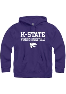 K-State Wildcats Mens Purple Womens Basketball Stacked Long Sleeve Hoodie