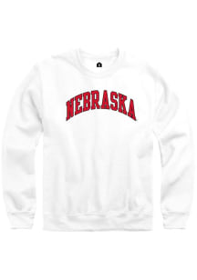 Rally Nebraska Cornhuskers Mens White Arch Name Long Sleeve Crew Sweatshirt