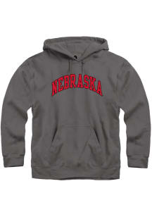Rally Nebraska Cornhuskers Mens Charcoal Arch Name Long Sleeve Hoodie