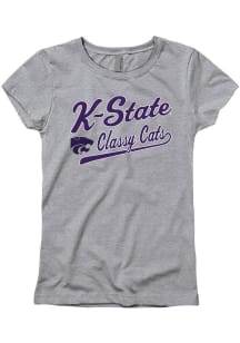 K-State Wildcats Girls Grey Long Tail Short Sleeve Tee
