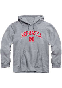 Rally Nebraska Cornhuskers Mens Grey Arch Mascot Long Sleeve Hoodie
