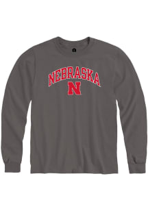 Rally Nebraska Cornhuskers Charcoal Arch Mascot Classic Long Sleeve T Shirt