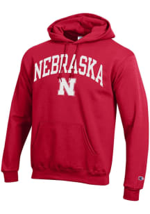 Champion Nebraska Cornhuskers Mens Red ARCH MASCOT Long Sleeve Hoodie