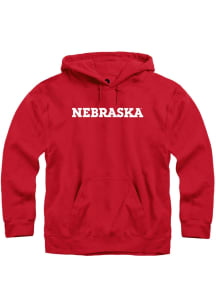 Rally Nebraska Cornhuskers Mens Red Wordmark Long Sleeve Hoodie