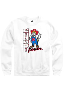 Rally Nebraska Cornhuskers Mens White Husker Power Long Sleeve Crew Sweatshirt