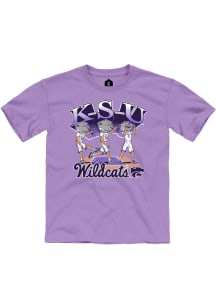 Willie The Wildcat  Rally K-State Wildcats Youth Lavender K-S-U Chant Short Sleeve T-Shirt