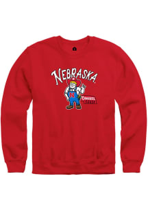 Rally Nebraska Cornhuskers Mens Red Herbie Corn State Long Sleeve Crew Sweatshirt