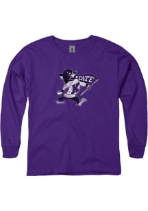 K-State Wildcats Youth Purple Rubbed Logo Long Sleeve T-Shirt