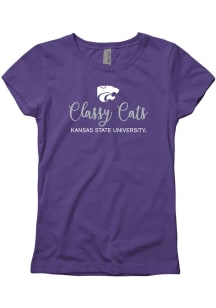 K-State Wildcats Girls Purple Classy Sparkle Short Sleeve Tee