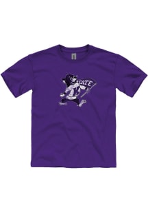 K-State Wildcats Youth Purple Rubbed Logo Short Sleeve T-Shirt