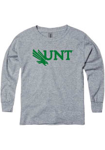 North Texas Mean Green Youth Grey Big Logo Long Sleeve T-Shirt