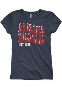 Arizona Wildcats Girls Navy Blue Warping Sparkle Short Sleeve Tee
