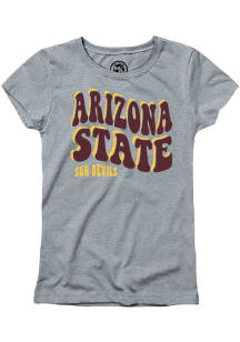 Arizona State Sun Devils Girls Grey Warping Sparkle Short Sleeve Tee