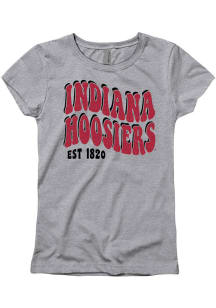 Indiana Hoosiers Girls Grey Warping Sparkle Short Sleeve Tee