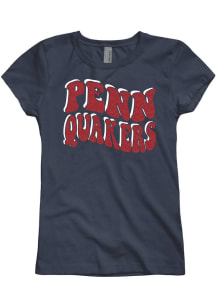 Penn State Nittany Lions Girls Navy Blue Warping Sparkle Short Sleeve Tee