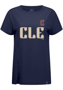 Levelwear Cleveland Guardians Womens Navy Blue Influx City Connect Core Short Sleeve T-Shirt