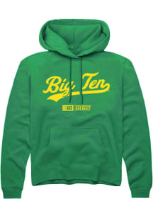 Rally Big Ten Mens Kelly Green Script Long Sleeve Hoodie