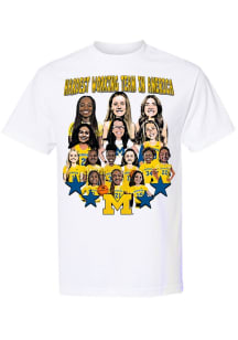 Michigan Wolverines White Basketball Team NIL Graphic Short Sleeve Fashion Player T Shirt