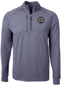 Cutter and Buck Philadelphia Union Mens Navy Blue Adapt Eco Long Sleeve Qtr Zip Pullover