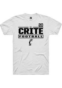 Cj Crite Cincinnati Bearcats White Football NIL Stacked Box Short Sleeve Player T Shirt