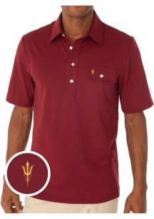 Arizona State Sun Devils Mens Maroon Coach's Players Shirt Short Sleeve Fashion Polo