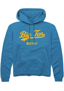 Rally Big Ten Mens Blue Script Long Sleeve Hoodie
