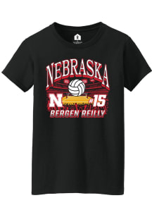 Bergen Reilly  Rally Nebraska Cornhuskers Womens Black NIL Name Number Net Short Sleeve T-Shirt