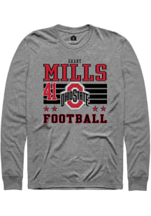 Grant Mills Ohio State Buckeyes Grey Football NIL Striped Long Sleeve Player T Shirt