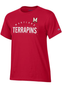 Champion Maryland Terrapins Womens Red Rhinestone Stadium Short Sleeve T-Shirt