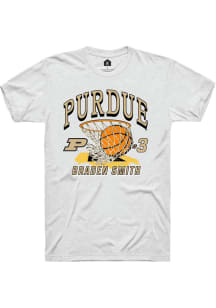 Braden Smith Purdue Boilermakers White NIL Name Number Net Short Sleeve Player T Shirt