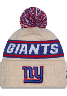 New Era New York Giants White DL Team Slogan Pom Cuff Mens Knit Hat