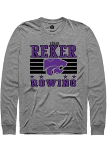 Regan Reker K-State Wildcats Grey NIL Striped Long Sleeve Player T Shirt