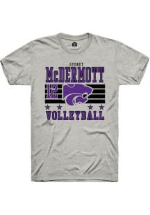 Sydney McDermott K-State Wildcats Ash NIL Striped Short Sleeve Player T Shirt