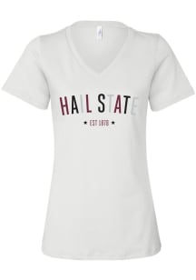 Mississippi State Bulldogs Womens White Star Arch Short Sleeve T-Shirt