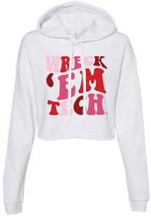 Texas Tech Red Raiders Womens White Groovy Crop Hooded Sweatshirt