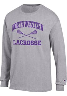 Champion Northwestern Wildcats Grey Lacrosse Icon Jersey Long Sleeve T Shirt