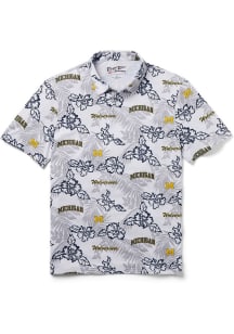 Reyn Spooner Michigan Wolverines Mens White Pua Short Sleeve Fashion Polo