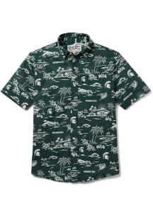 Reyn Spooner Michigan State Spartans Mens Green Kekai Short Sleeve Dress Shirt