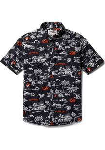 Reyn Spooner Oklahoma State Cowboys Mens Black Kekai Short Sleeve Dress Shirt