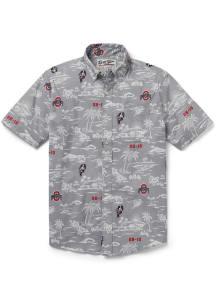 Reyn Spooner Ohio State Buckeyes Mens Grey Kekai Short Sleeve Dress Shirt