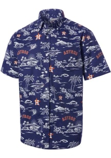Reyn Spooner Houston Astros Mens Navy Blue Kekai Short Sleeve Dress Shirt